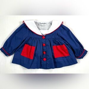 SMOCKINGBIRD Baby Girls‎ Corduroy Nautical Sailor Blouse 9m Vintage Inspired